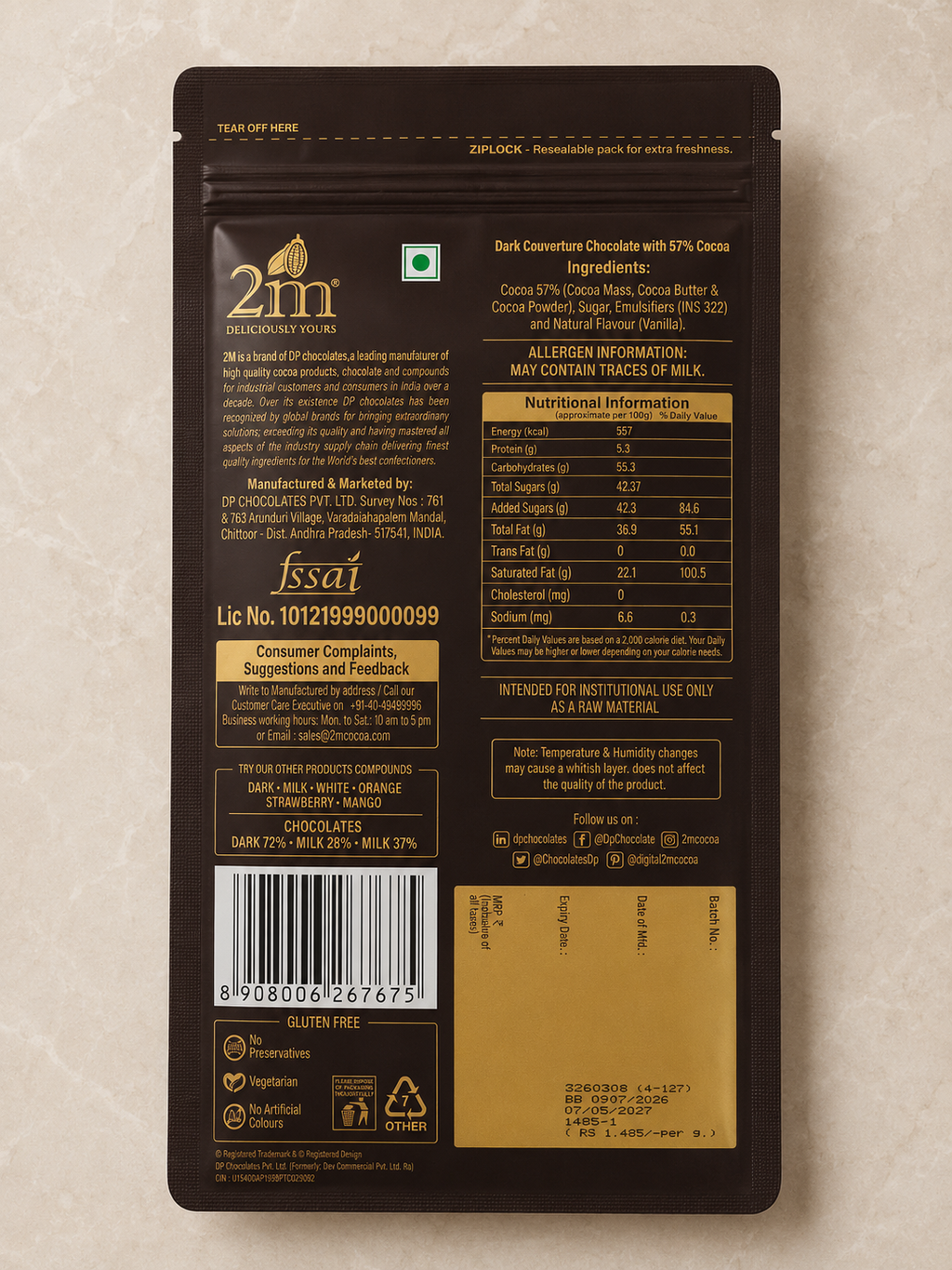 TENERO RICH DARK CHOCOLATE BUTTONS