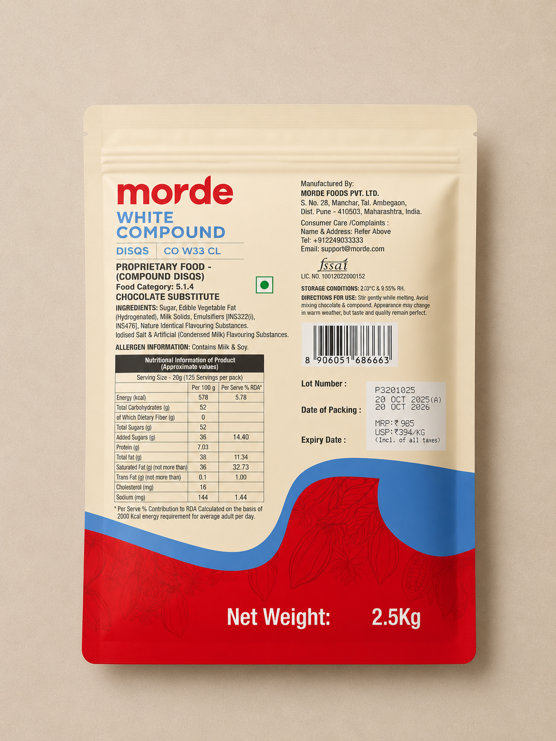 MORDE WHITE COMPOUND DISQS CO W33 CL