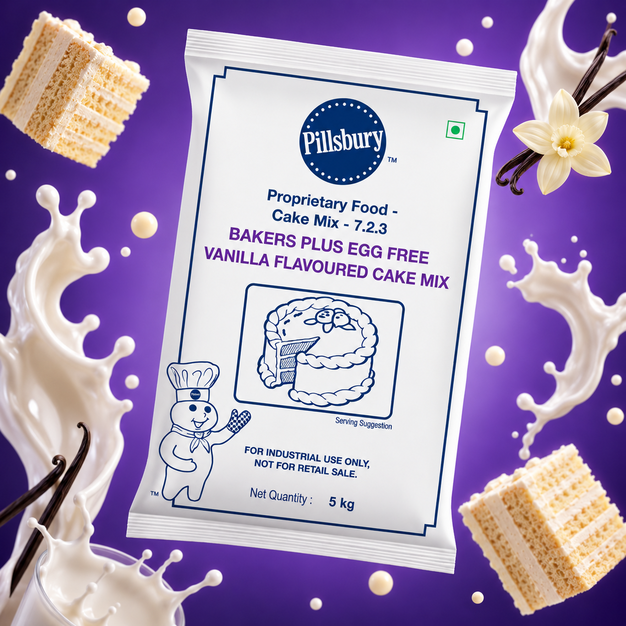 PILLSBURY BAKERS PLUS EGG FREE VANILLA FLAVOURED CAKE MIX